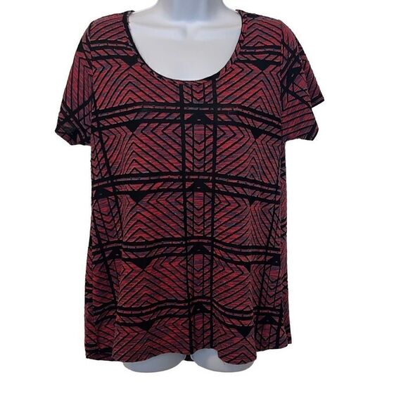 Lularoe EUC Pink Black Abstract Burnout Tee Sz M - Picture 1 of 7